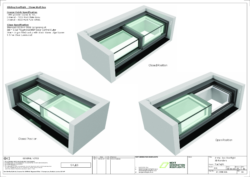 Sliding Rooflight  (3 Wall Box)