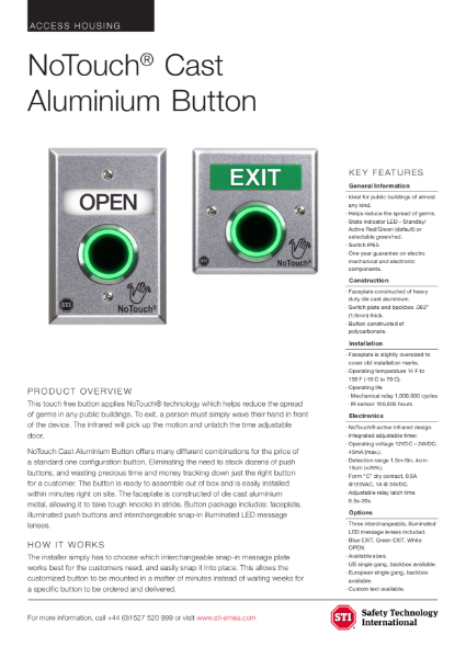 No Touch Cast Aluminium Button