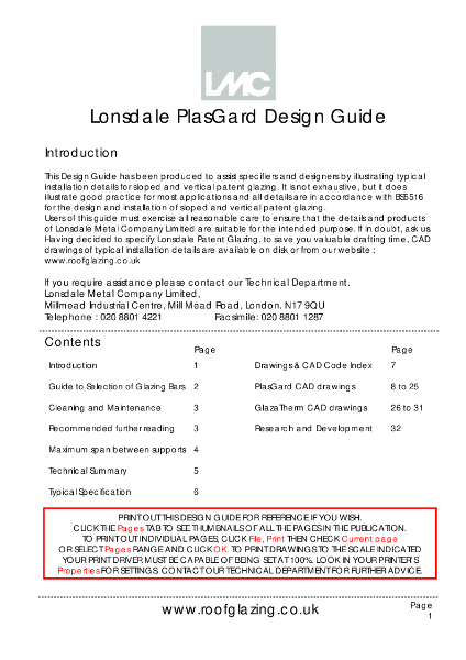 Design Guide PlasGard Patent Glazing