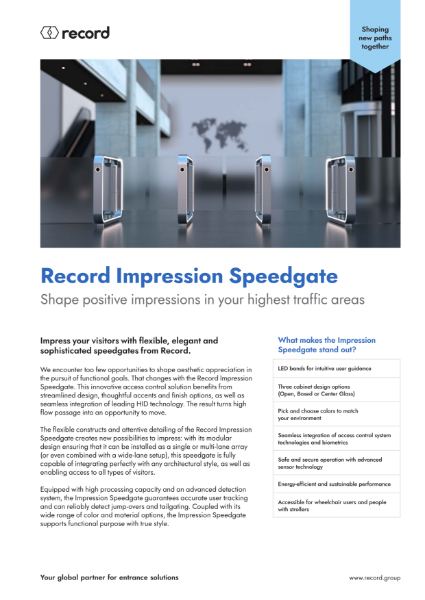 Impression Speed Gate Datasheet
