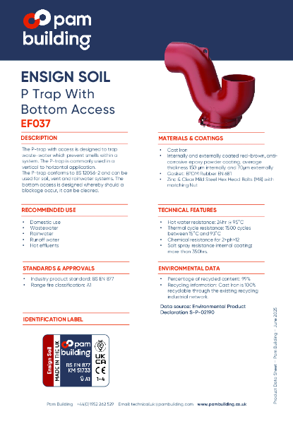 EF037 - P-Trap with Bottom Access