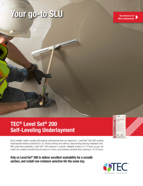 Level Set 200 Self Leveling Underlayment Sell Sheet