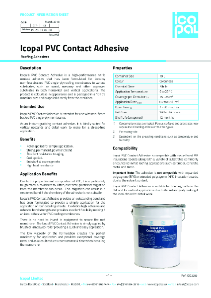 Icopal PVC Contact Adhesive Information Sheet