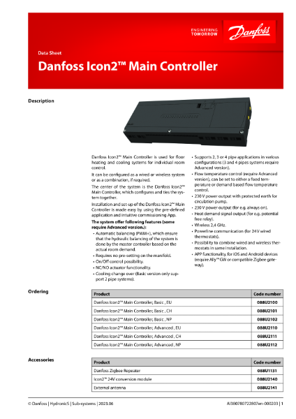 Danfoss Icon MC datasheet