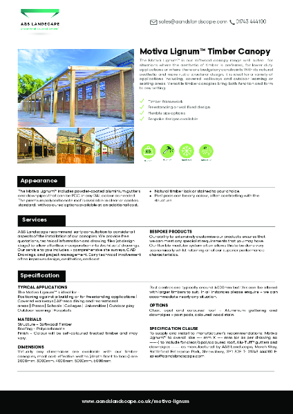 Motiva Lignum Timber Canopy - Product Data Sheet
