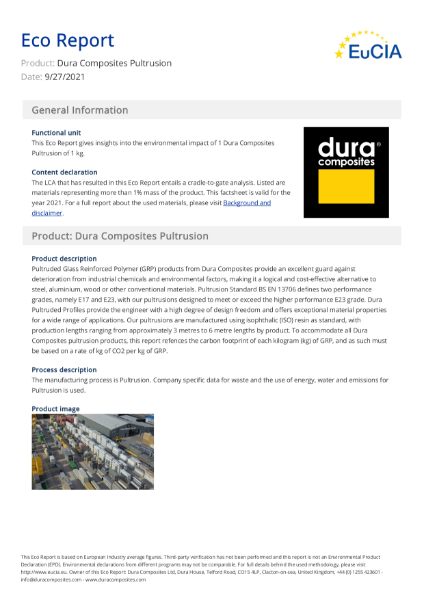 Embodied Carbon Report of our Pultruded GRP Products