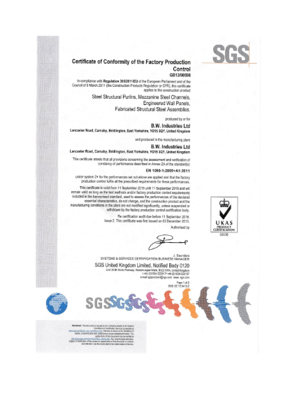 EN 1090 Factory Production Control Certificate