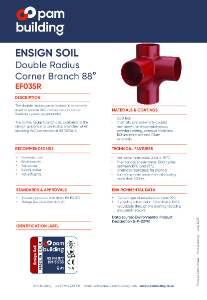 EF035R - Double Radius Corner Branch x 88°