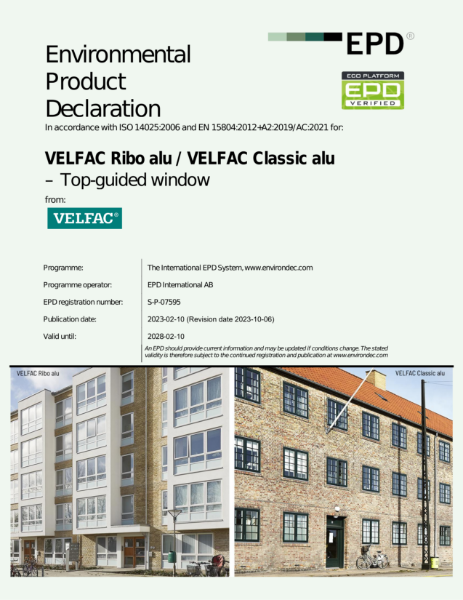 Product Specific EPD for VELFAC Ribo alu