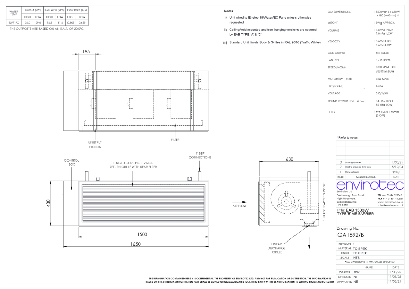 GA1892B - EAB 1500W TYPE B AIR BARRIER