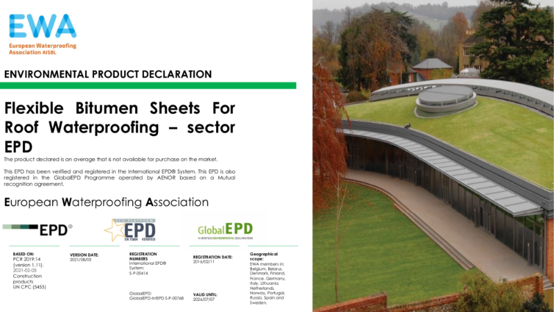 Flexible Bitumen Sheets for Roof Waterproofing - Environmental Product Declaration