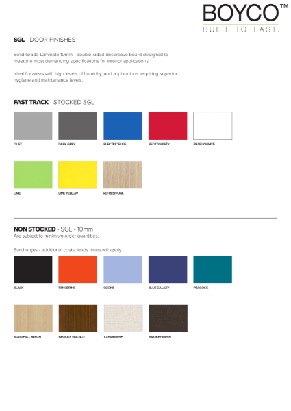 BOYCO UK - Locker SGL door colours