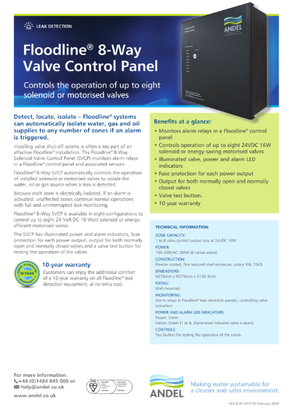 Floodline Valve Control Panel Product Data Sheet