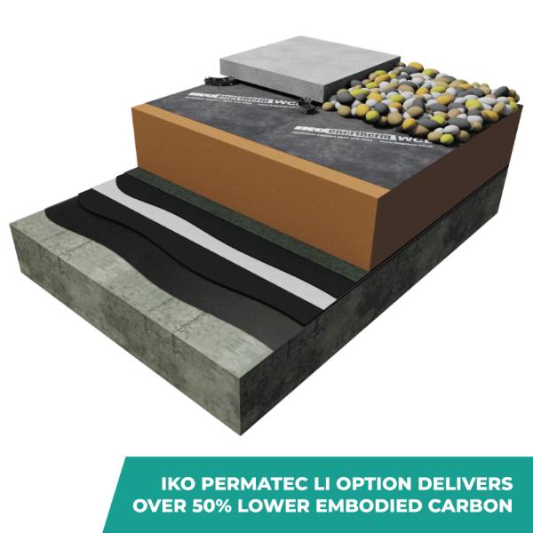 IKO Permatec LI Standard Inverted Hot Melt Roofing & Waterproofing System – Over 50% Lower Embodied Carbon - Hot Applied Liquid Waterproofing System