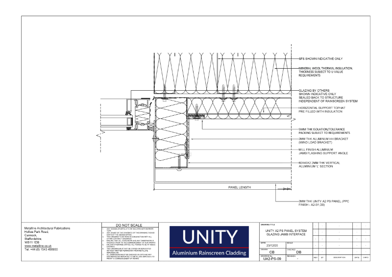 Unity A2 PS-09 Glazing Jamb Technical Drawing