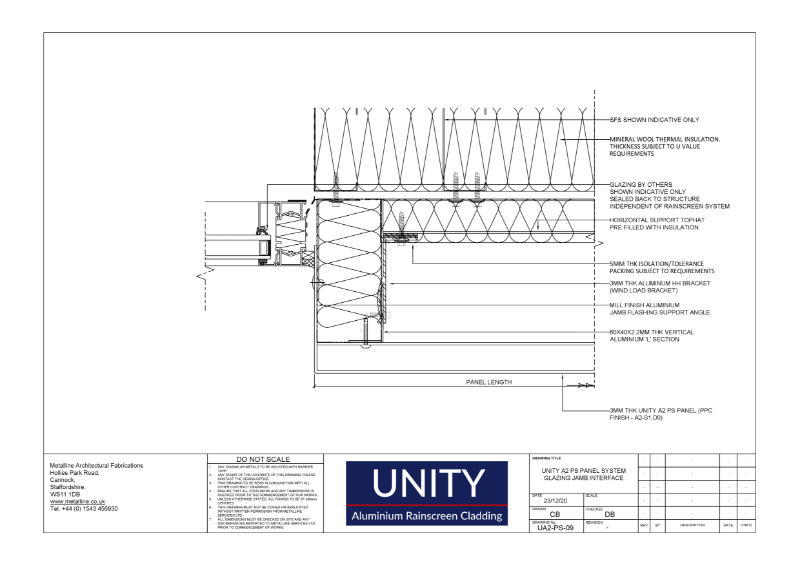Unity A1 PS-09 Glazing Jamb Technical Drawing