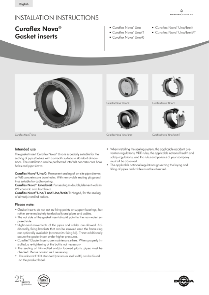 Curaflex Nova Installation Instructions