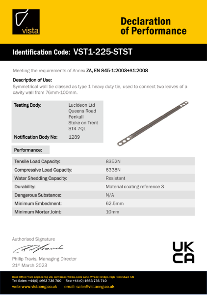 VST1-225-STST Declaration of Performance