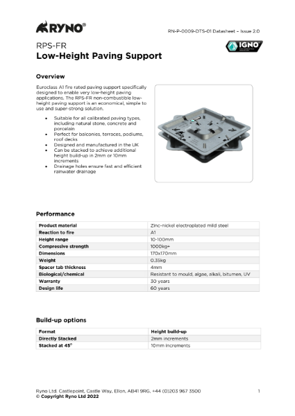 Low-Height Paving Support Datasheet