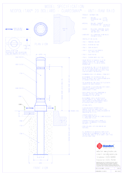 Neopolitan™ Guardsman 20 Bollard - Durapol® Model - Guardsman™ Anti-Ram Raid