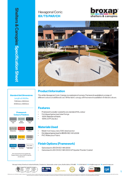 Hexagonal Conic Specification Sheet