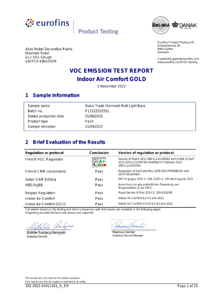 Indoor Air Comfort – Eurofins