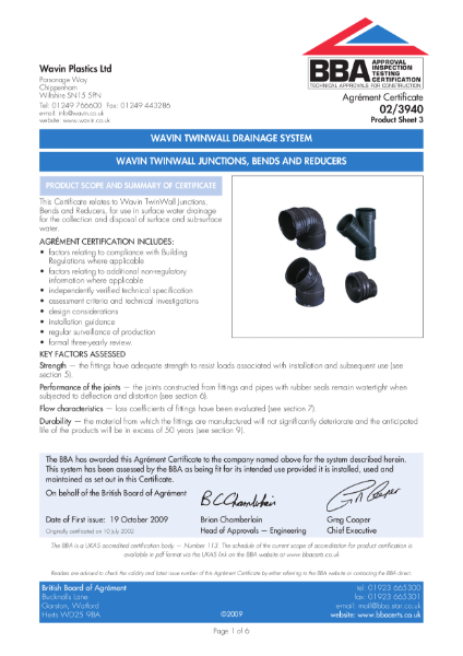 TwinWall Bend Junction Reducer BBA 02-3940