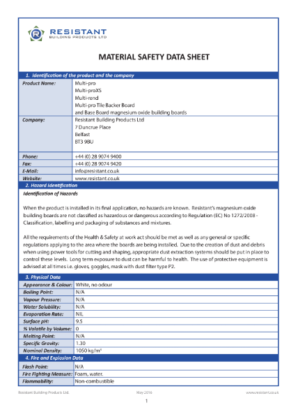 Material Safety Data Sheet