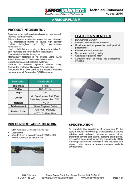Armourplan P Datasheet 2019