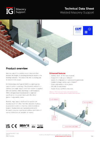 Welded Masonry Support Technical Data Sheet