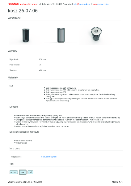 All Urban - Litter Bins - 26-07-06 - Data Sheet