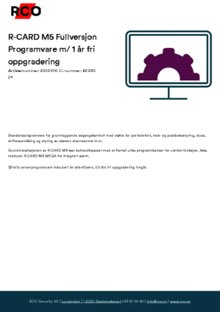 Program/Lisens - R-CARD M5 Fullversjon Programvare m/ 1 år Fri Oppgradering Produktdatablad