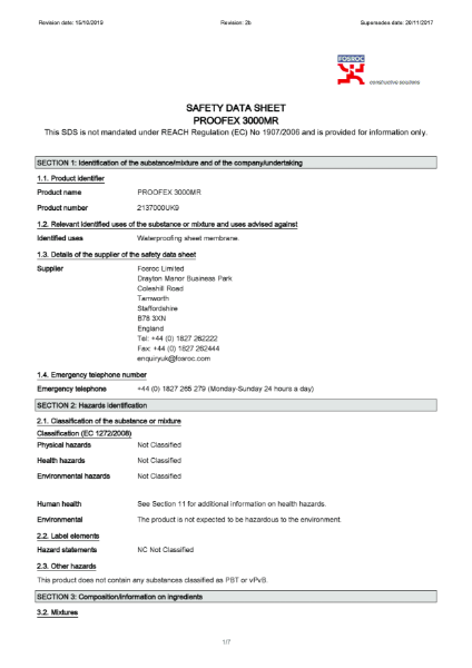 Proofex 3000MR Safety Datasheet