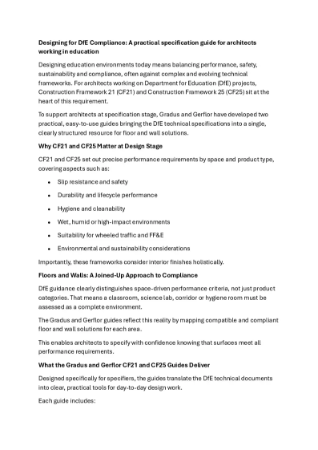 Designing for DfE Compliance: A practical specification guide for architects working in education
