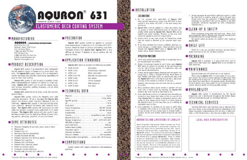 AQURON ENVIRONMENTAL PAVESET Technical Data Sheet