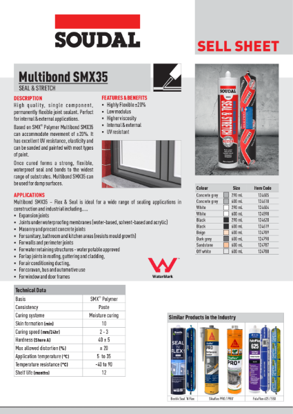 Multibond SMX35 Seal & Stretch - Sell Sheet