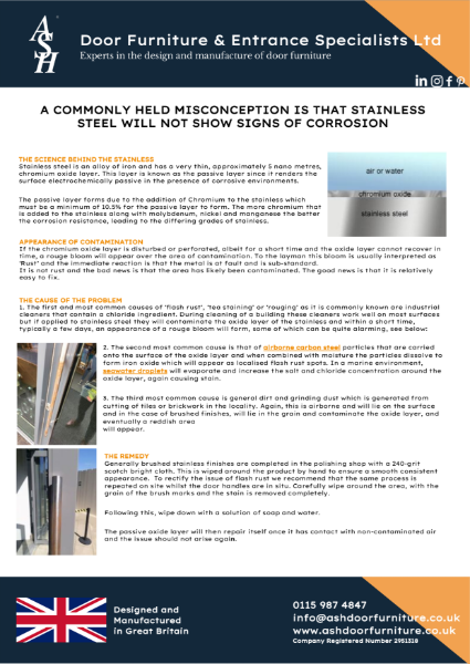 Flash Rust on Stainless Steel - Commonly Hold Misconception