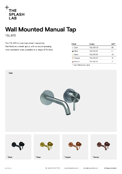 Wall Mounted Manual Tap Datasheet
