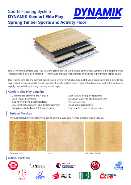 Komfort Elite Play - Sprung Timber Sports and Activity Floor