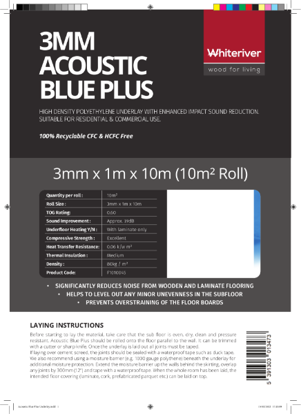 Whiteriver 3mm Acoustic Blue Plus Data Sheet
