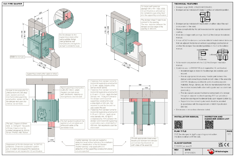 CU2 DW145 compliant installation guide – rigid wall