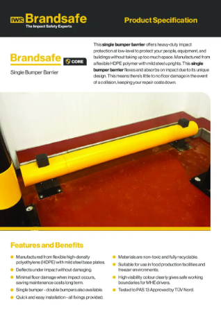 Single Bumper Safety Barrier - Brandsafe Spec Sheet