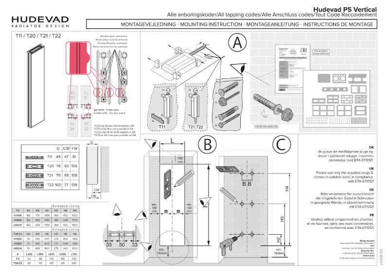 Hudevad P5 Vertical Instructions