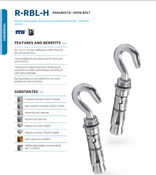 R-RBL-H Rawlbolt® - Data Sheet | RAWLPLUG LTD | NBS Source