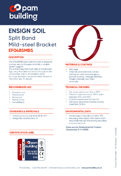 EF048SMBS - Split Band Mild Steel Bracket