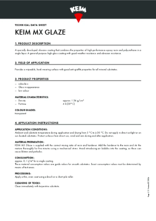 Keim MX Glaze Technical Data Sheet