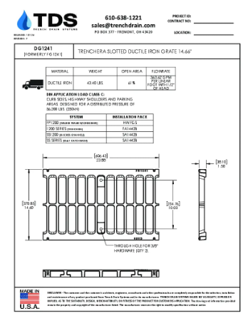 Trench•Era Slotted Ductile Iron Grate 14.66" - DG1241