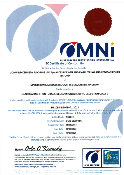 Lionweld Kennedy Flooring Ltd CE Certificate