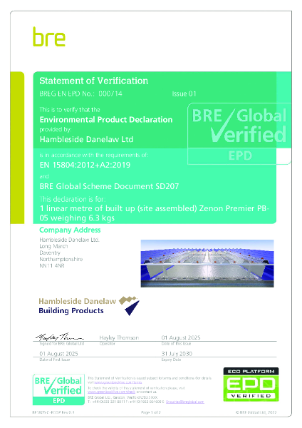 Environmental Product Declaration : Zenon PB-05