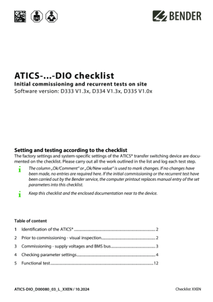 ATICS-DIO Checklist